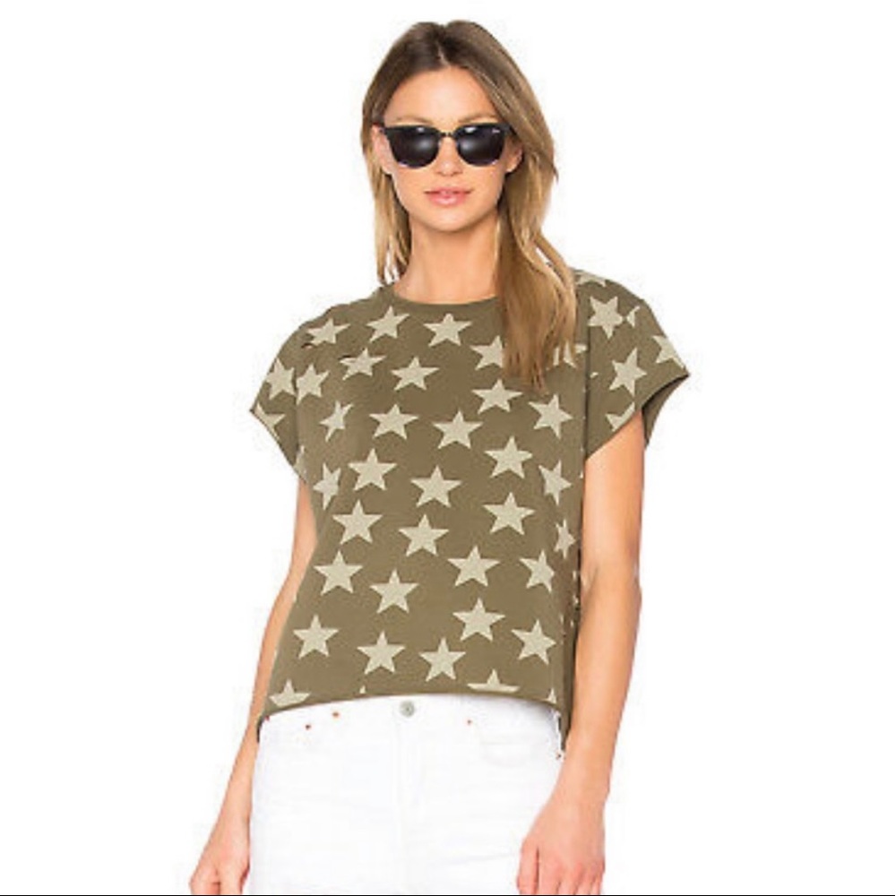 ETIENNE MARCEL Ripped Military Green Star Sweater